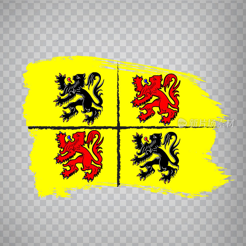 Flag of  Hainaut brush strokes. Flag of Hainaut Province on transparent background for your web site design, app, UI. Kingdom of Belgium. EPS10.